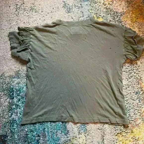 Current Elliot ruffle roadie oversized tee XS/0 dusty olive ranch cowboy grunge - Picture 5 of 7